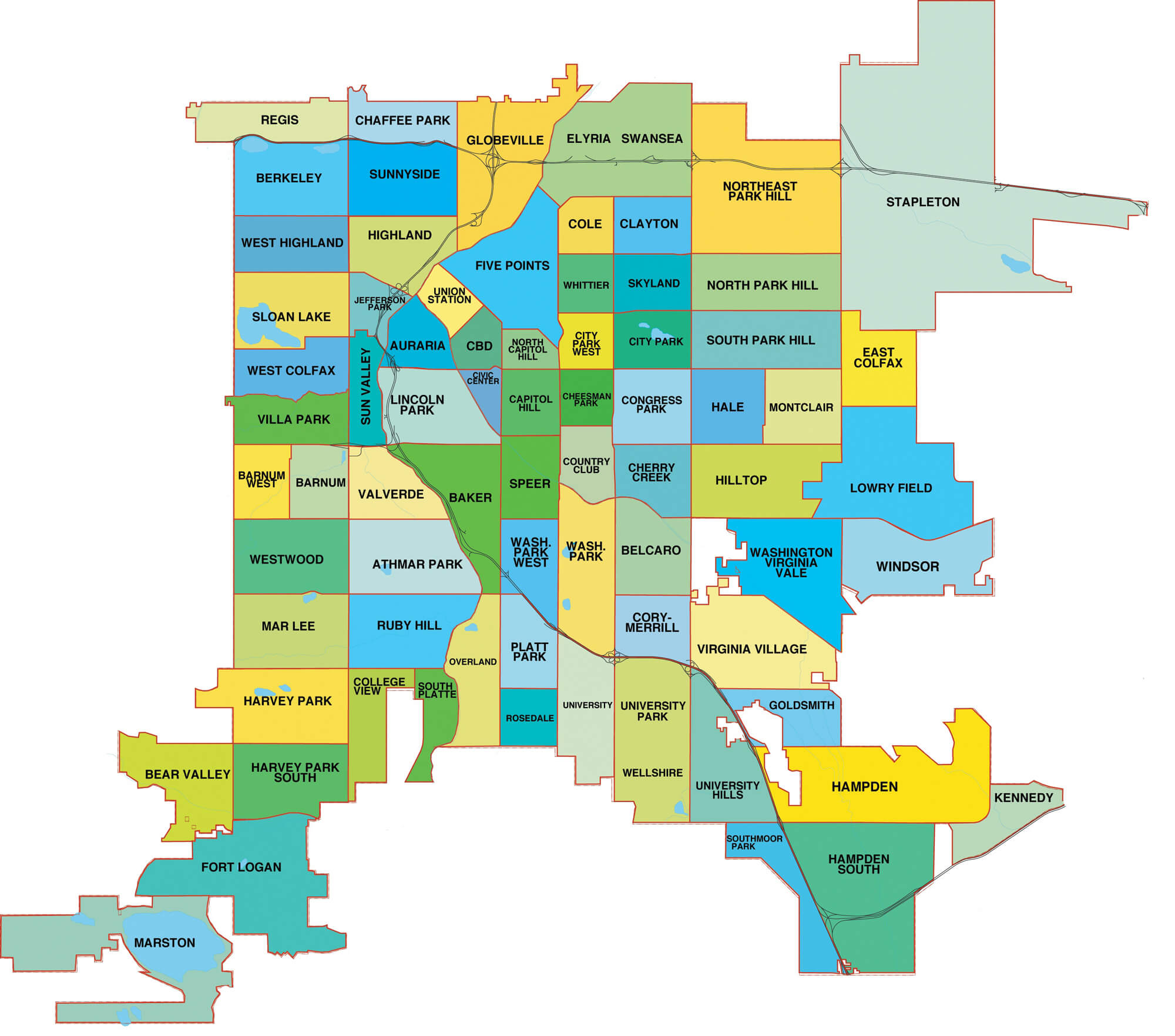 A map of the city of chicago with all its neighborhoods.
